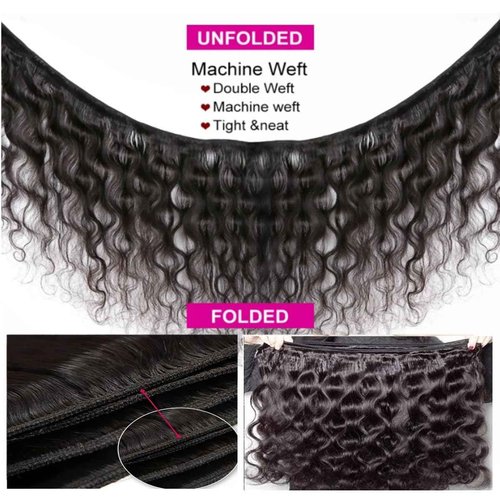 Ladiaryf Body Wave Human Hair Long Brazilian Virgin Hair Bundles - Natural Black Color, Can Be Dyed and Styled - 3 Weave Bundles - Total 300g - 22, 24, 26 Inch