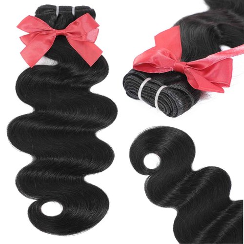 Raw Bundles Human Hair Body Wavy Human Hair Bundles 22 inch Thick Ends No Tangle Shedding 15A Raw Indian Hair Triple Lifespan 3X (Black, 22inch)