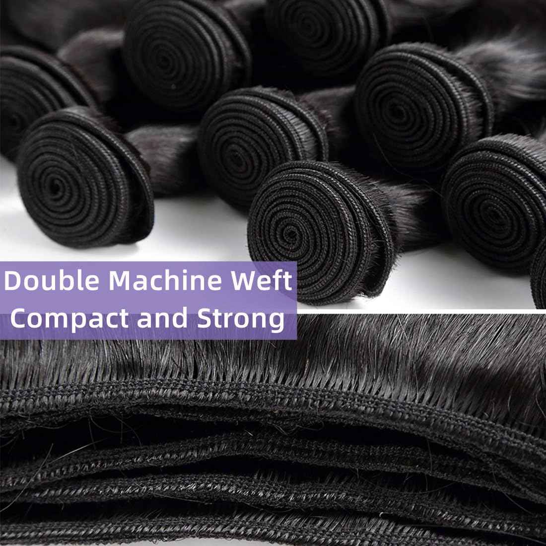 Kinky Straight Human Hair Bundles 1 Single Bundle 26 Inch 100% Unprocessed Brazilian Virgin 12A Yaki Straight Bundles Human Hair Weave Sew In for Black Women Natural Color