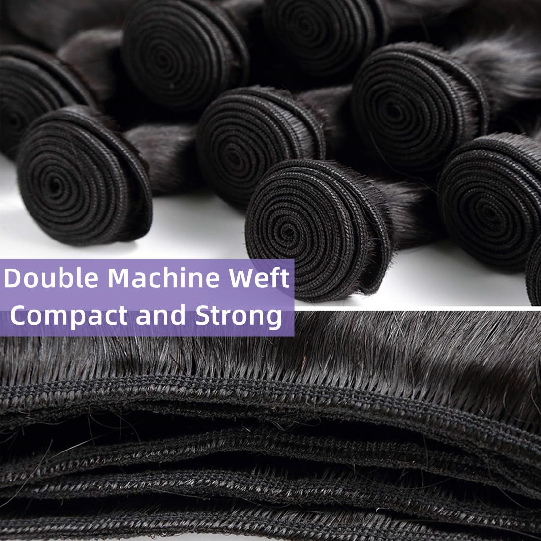 Kinky Straight Human Hair Bundles(14 16 18 Inch)100% Unprocessed Brazilian Virgin Human Hair 12A Yaki Straight 3 Bundles Hair Weft Sew In for Black Women Natural Color