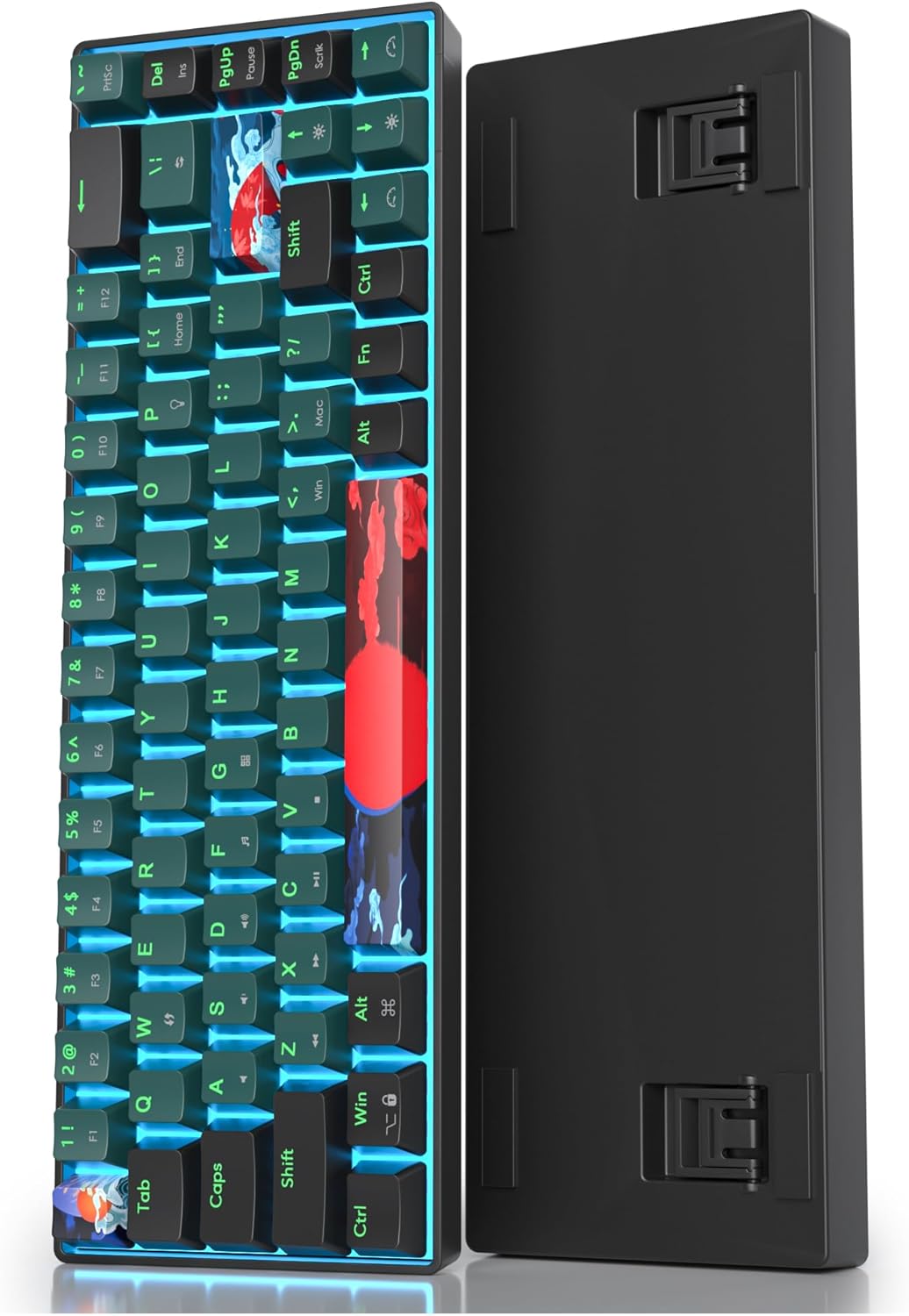 60 Percent Gaming Keyboard 68 Keys Mechanical Keyboard LED Backlit Compact Wired Keyboard with Red Switch for Windows PS4/5 Xbox Gamer(Black-White)