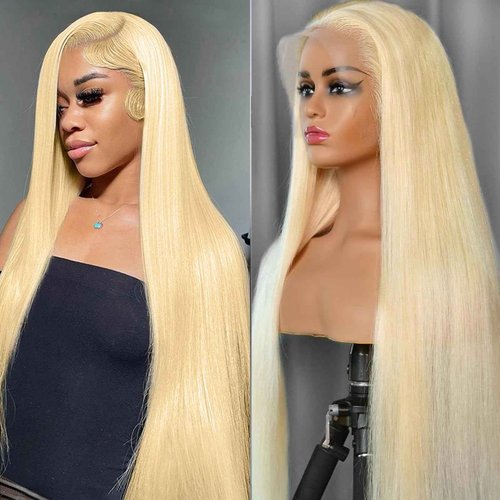 613 Lace Front Wig Human Hair 26Inch 13x4 Blonde Lace Front Wigs 210% Density 613 HD Lace Frontal Wig for Women 12A Brazilian Straight Human Hair Wig Glueless Wigs Pre Plucked with Baby Hair