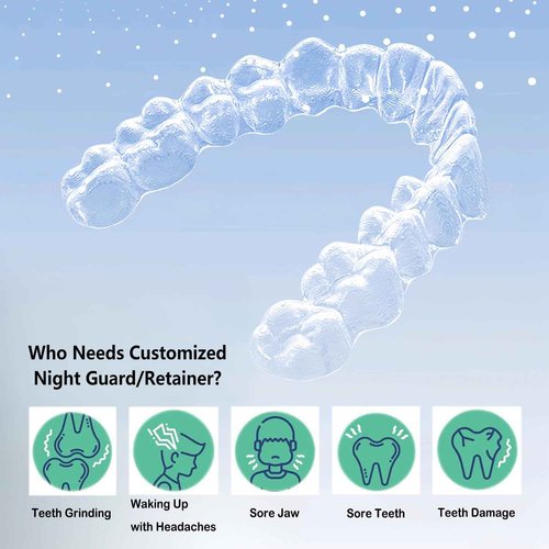 Custom Night Guard, Custom Mouth Teeth Guards Against Teeth Grinding/Clenching Dental Retainer for TMJ Relief and Bruxism (One Upper Guard)