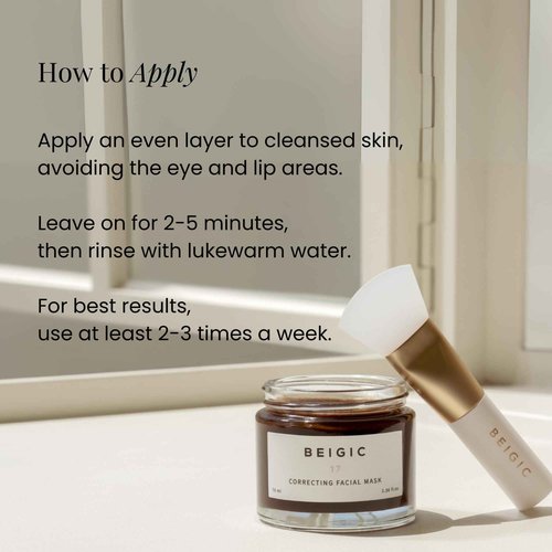 BEIGIC Correcting Facial Mask - Vegan Pore Tightening Face Mask with Coffee Bean Powders, Sucrose & Coconut Oil for smooth, even-toned & moisturized skin (2.36 Fl. Oz)