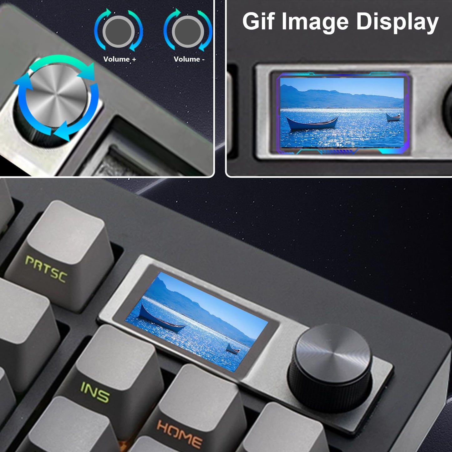 ZMX GMK87 Keyboard Barebones Kit,Gasket Mount Hot Swap PCB Triple Mode BT5.0/2.4G/Type-C Wireless Mechanical Keyboard with Knob VIA-Programmable Custom TFT-Screen RGB DIY Kit(Black)