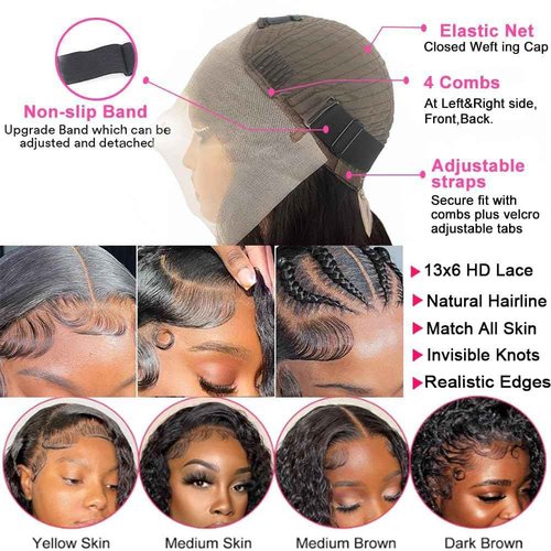 TONHONK 20 Inch Deep Wave Lace Front Wigs Human Hair 200 Density 13x6 HD Lace Frontal Wigs Human Hair Pre Plucked Deep Curly Glueless Wigs Human Hair with Baby Hair Curly Wigs for Women Natural Color