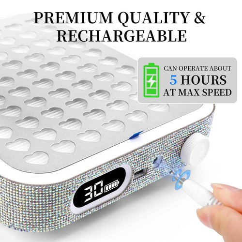 ANGNYA Nail Dust Collector with Lamp,Vacuum Fan Rechargeable Dust Collector with Dust Brush Powerful Brushless Dust Collector for Acrylic Gel Nail Polishing, Perfect for Salon Home Use