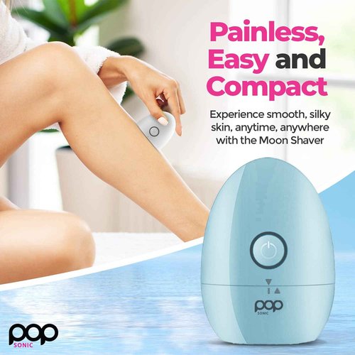 Pop Sonic Moon Shaver (Slate) - Face & Body Shavers for Men & Women - 3 Floating Rotary Heads Face Shaver w/Removable Cap - Long Lasting Lithium-ion Battery Portable Electric Shaver & Leg Shaver