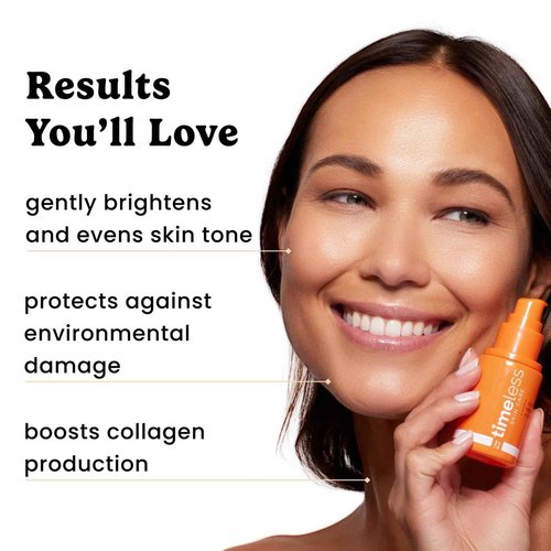 Timeless Skin Care Vitamin C Serum with Vitamin E & Ferulic Acid - Brightening Serum - for Oily & Dry Skin - Fragrance-Free - 4 oz