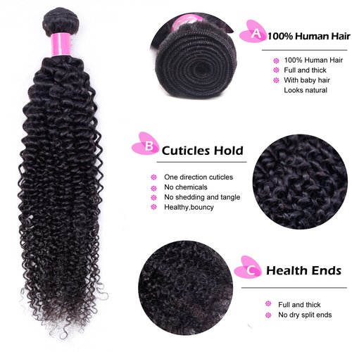 Kinky Curly Human Hair Bundles Brazilian Kinky Curly Weave Human Hair Bundle 10A Unprocessed Virgin Human Hair Bundles (14 16 18) Natural Color