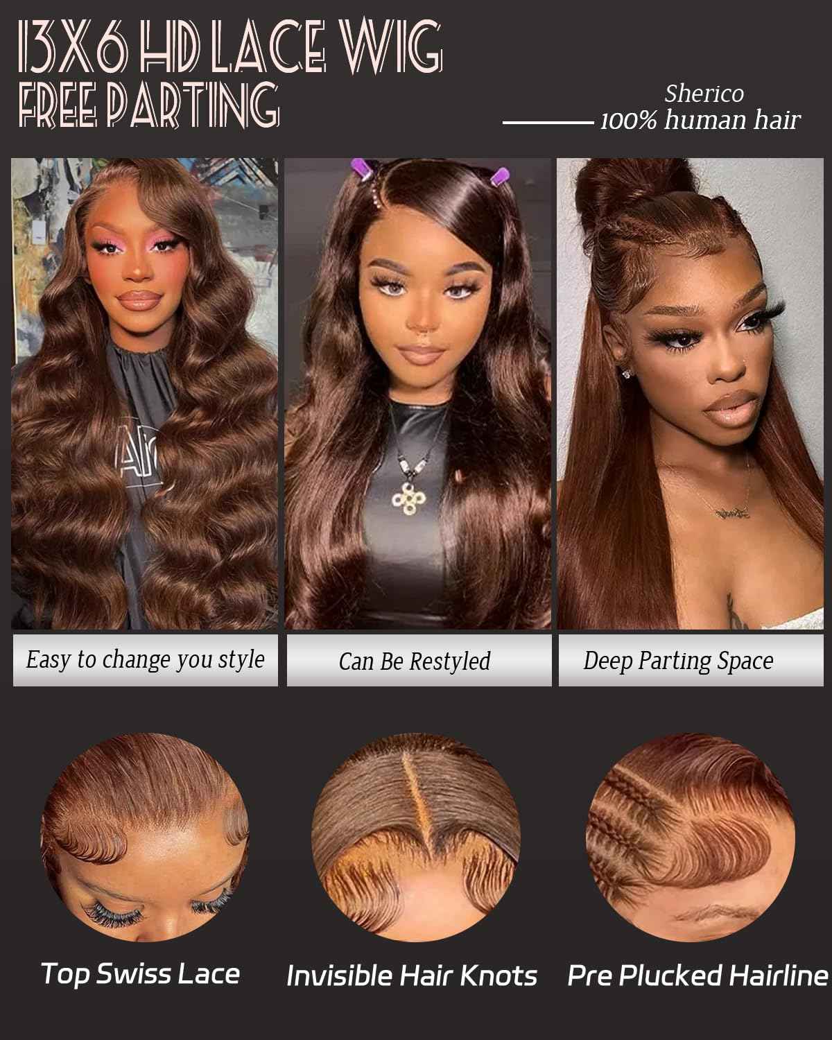 28 Inch Chocolate Brown Lace Front Wigs Human Hair Pre Plucked 13x6 Straight Lace Front Wigs Human Hair 180% Density Colored #4 Light Brown Glueless Wig HD Lace Frontal Wigs for Women invisible Knots