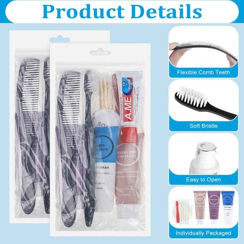 Toiletries Kits Bulk Disposable Travel Supplies, Personal Hygiene Care Essentials Men Women Trial Size Toiletry Sets Amenities for Hotel/Camping/ Charity/Homeless/Shelter/Relief 7 in 1 (60 Pack)