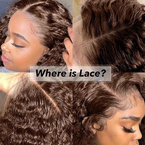 Chocolate Brown Deep Wave Lace Front Wigs Human Hair 13x4 HD Transparent Lace Frontal Wigs Human Hair Pre Plucked with Baby Hair Brazilian Virgin Wet and Wavy Wigs for Women 180% Density (24 Inch)