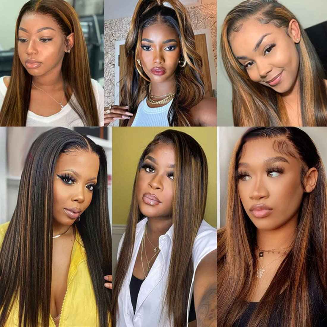 Giginger Brazilian Human Hair Bundles 26 28 30 Inch Straight Wave Bundles Human Hair Brazilian Chocolate Brown Highlight P4/30 Brazilian Unprocessed Virgin Quick Weave Hair for Black Women