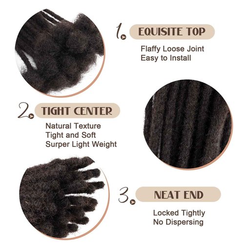 IIFLYDSFA 0.2cm Thickness loc Extensions Human Hair for Men/Women 10 Inch 60 Strands Human Hair Dreadlock Extensions Can Be Dyed and Bleached Soft Dreadlocks