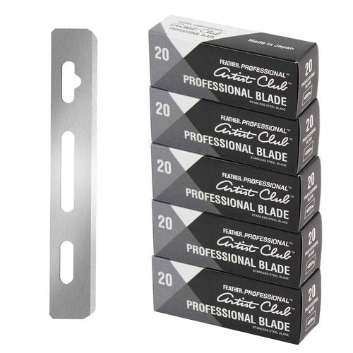 Feather Artist Club Pro Super Single Edge Razor Blades For Men - Barber Accessories for Thick, Coarse Beard Hair - Fits All Artist Club Straight Razor Handles (5 Pack of 20)