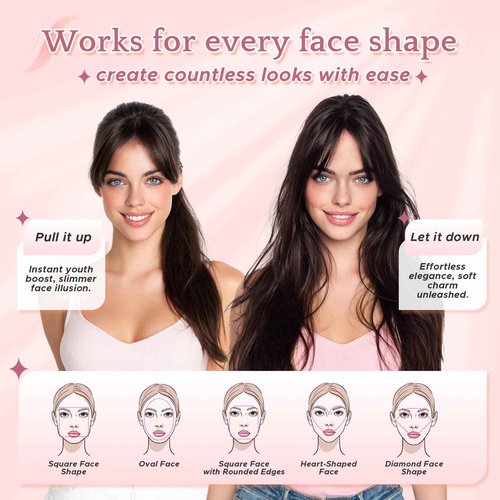 SEGOHAIR Hair Toppers for Women Real Human Hair with Bangs 360°Cover 3D Clips 2.76"x4.33" Breathable Lace Base 11 Inches Lightweight Hairpieces Curtain Bangs Medium Brown