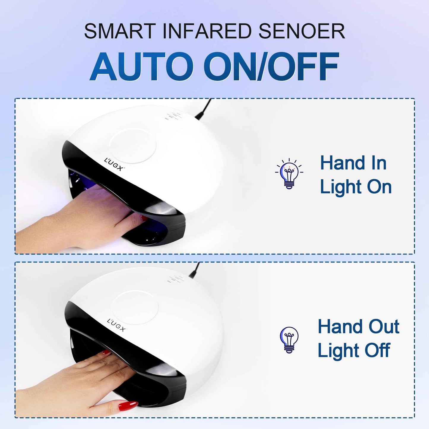 L'UGX 56W UV LED Nail Lamp Nail Dryer for Gel Polish, UV Light Curing Lamp with 4 Timer, Perfect for Manicure and Pedicure