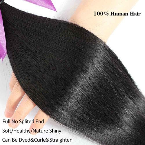 Uniferry 12A Straight Human Hair Bundles Brazilian Human Hair Bundles 22 Inch 100% Unprocessed Virgin Bundles Human Hair 1 Bundles Human Hair Double Weft Remy Hair Bundles Natural Black Deals
