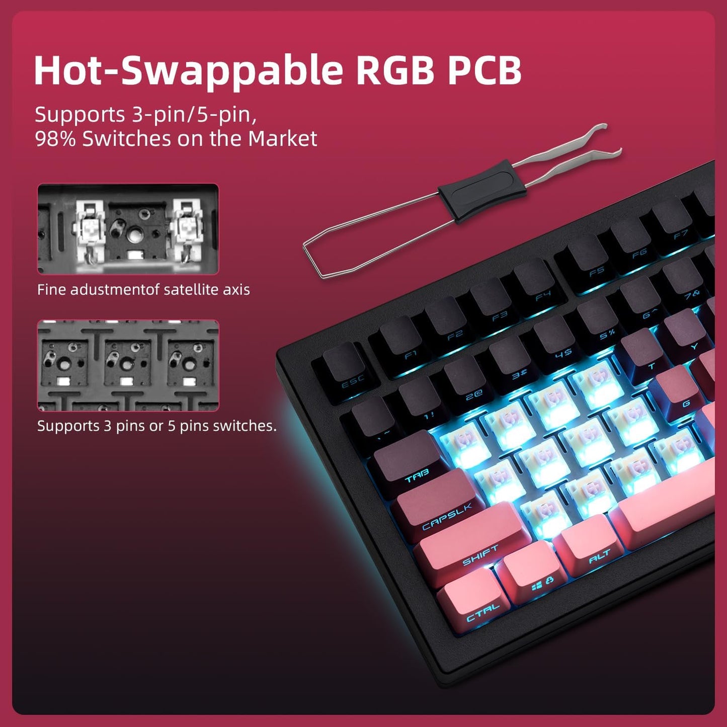 ZORNHER ZH870 Wireless Mechanical Gaming Keyboard,80% Green Custom Creamy Sound Keyboard with Shine Through PBT Keycaps,Pre-lubed Linear Switches,Hot-Swappable,RGB Backlit,2.4GHz/USB-C/BT5.0