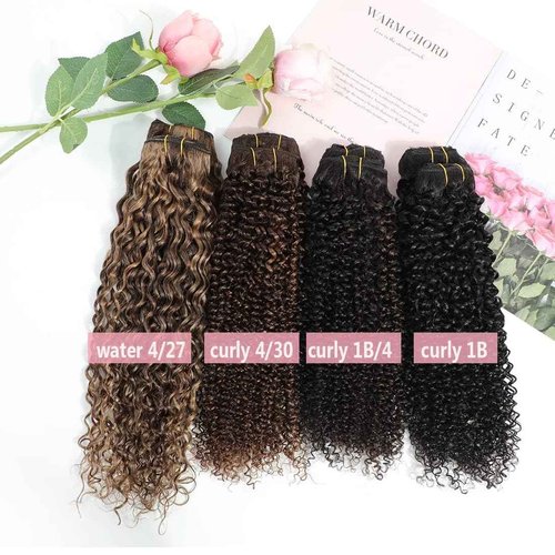 Urbeauty Curly Clip in Extensions Remy Human Hair Brown Highlight Blonde Natural Wavy Hair Extensions 20 Inch 120g Triple Weft Clip in Hair Extensions Full Head Kinky Curly Human Hair 4/27 Color