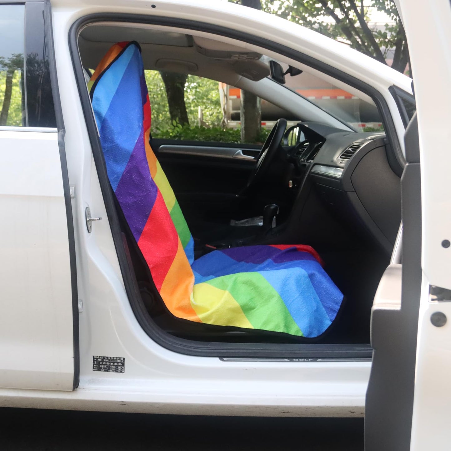 LoyaGour Car Seat Cover Protector Front Seats,for Gym Workout,Running,Swimming,Beach and Hiking,Waterproof Sweat Towel Bucket Seat Covers for Cars SUV Trucks (Rainbow, 1Pcs)