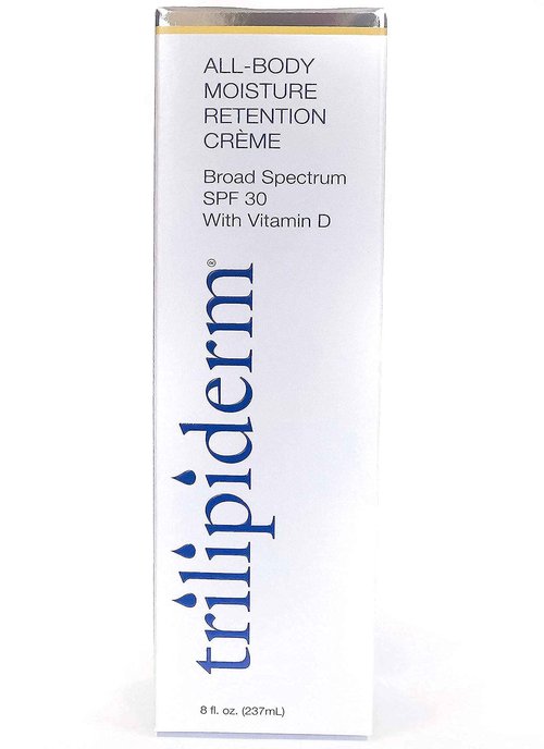 Trilipiderm All-Body Moisture Retention Crème with SPF 30, Vitamin D - 8oz Airless Pump Sunscreen