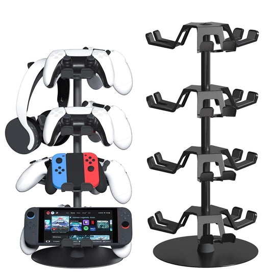 ZYTHRONE Controller&Headset Holder Gaming Rotatable Gamepad Stand Compatible with PS4/PS5/Xbox/Switch 2 Aluminum Alloy (3 Tiers)