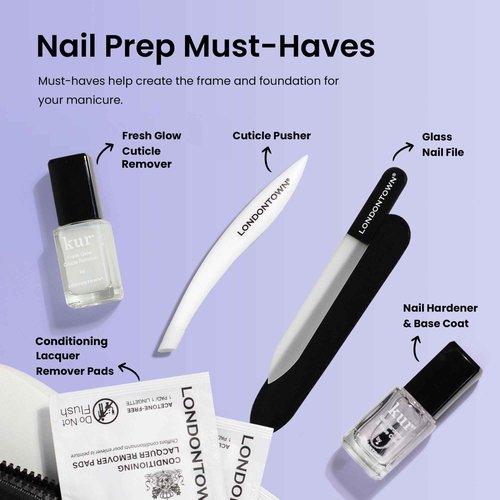 LONDONTOWN Discovery Set, Vegan Chip-Resistant Long-Lasting Nail Lacquer, Whipped Cloud Hand Cream, 2.5 fl oz, Conditioning lacquer remover pads.