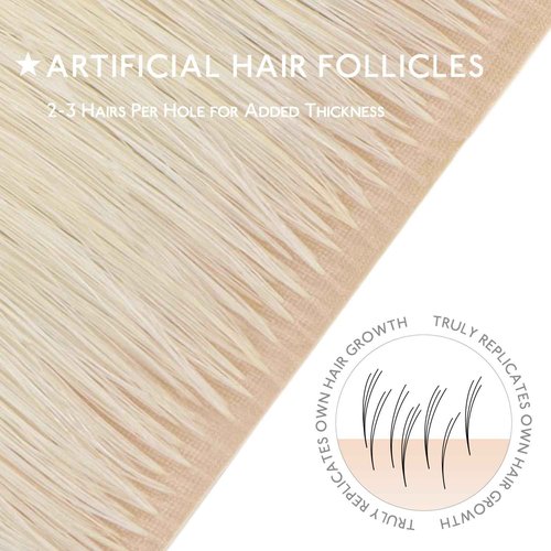 WENNALIFE Invisi Edge Tape in Hair Extensions Human Hair, 18 Inch 50g 20pcs Platinum Blonde Invisible Luxury Remy Hair Extensions Natural Seamless Injected Tape Ins Straight Extensiones De Cabello