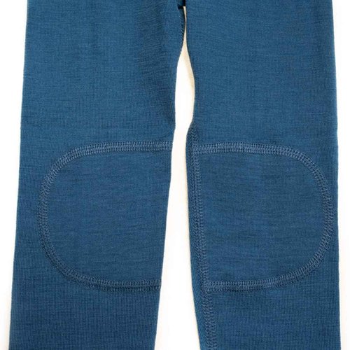 Hocosa Big Kids Organic Wool Long-Underwear Pants (164/14 yr, Solid Blue)