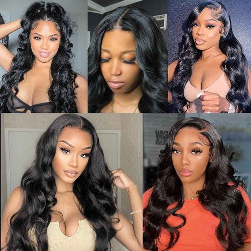 Body Wave Lace Front Wigs Human Hair 13x4 HD Transparent Lace Frontal Wigs Human Hair for Women Brazilian Virgin 200% Density Glueless Wigs Human Hair Pre Plucked with Baby Hair Natural Black 24 Inch