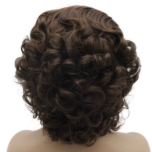 Lushy Hair Lace Front Synthetic Wig - Short 10inch Wavy Two Tone Brown Mix Wig - Heat Friendly Heavy Density