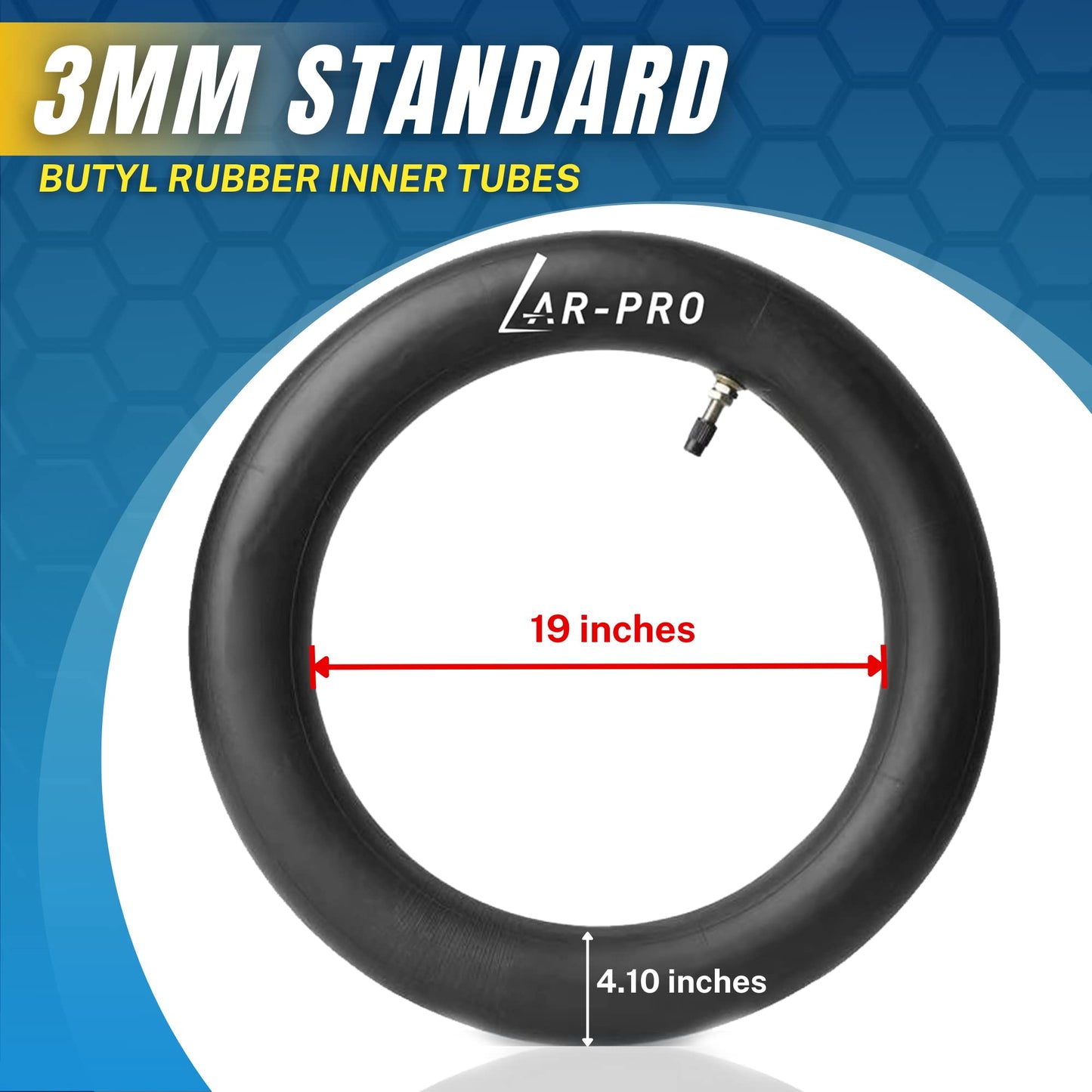 (2-Pack) 100/90-19 (4.10 x 19) Heavy-Duty Motorcycle Inner Tubes - 3mm Thick Butyl Rubber Inner Tubes - Pinch and Puncture-Resistant Tubes - TR4 Valve Stems - Designed for Off-Road and Motocross Tires