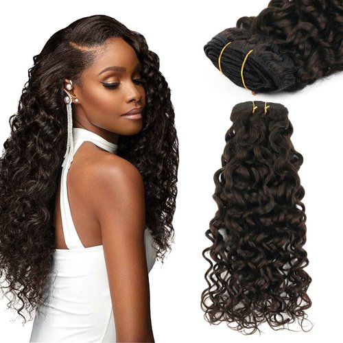Yuniffe Natural Wavy Hair Extensions Clip ins for Women Dark Brown Natural Wave Curly Clip in Hair Extensions Double Weft 7Pcs 120g Full Head Human Hair Clip in Extensions 20 Inch #2