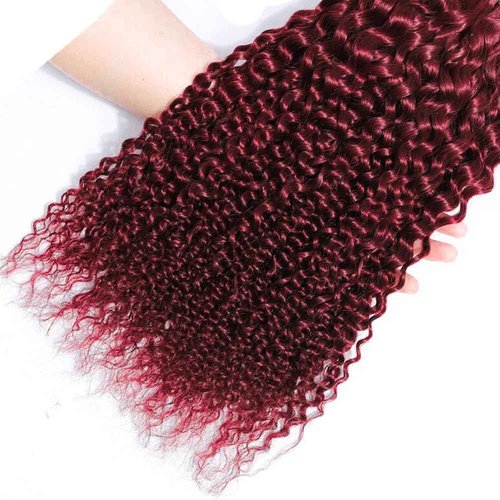 Ombre Bundles 1B99J Kinky Curly Human Hair 10 12 14 Inch Two Tone Black And Red Bundles 8A Grade Burgundy Kinky Curly Hair