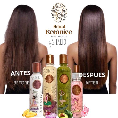 RITUAL BOTANICO Keratina para Alisar el Pelo 250ML + Kit Crecimiento Acelerado y Ultra Reparador S.O.S: Shampoo de Cebolla, Acondicionador Intensivo PLEX, Termoprotector para Cabello + Aplicador