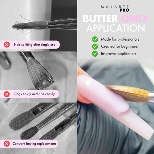 MakarttPro Kolinsky Crimped Acrylic Nail Brush for Acrylic Powder and EMA Monomer Application, Made for Professional Nail Technicians and Beginner Nail Students, Size #16