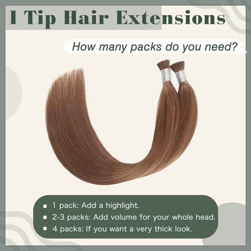 Sixstarhair I Tip Hair Extensions - Human Hair Invisible Red Brown Keratin Itip 20Inch Medium Auburn Cold Fusion Itip 50G/Pack 50 Strands