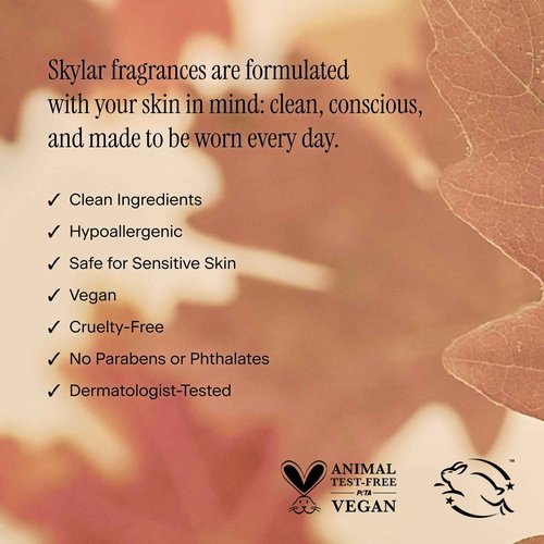 Skylar Fall Cashmere Eau de Parfum - Hypoallergenic & Clean Perfume for Women & Men, Vegan & Safe for Sensitive Skin - Spicy Gourmand Perfume with Notes of Cinnamon, Almond & Ginger - 50mL /1.7 Fl oz