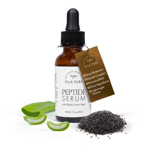 ELLA PURE Anti-Aging Serum for Face – Triple Peptide + Hyaluronic Acid Facial Serum for Women – Wrinkle & Skin Brightening, Anti-Wrinkle, Skin Tightening, Night Face Serum