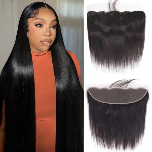 13x4 Lace Frontal Closure Straight Human Hair 150% Density Lace Frontal Human Hair Pre Plucked with Baby Hair 100% Unprocessed Brazilian Virgin (straight human hair frontal, 20inch)