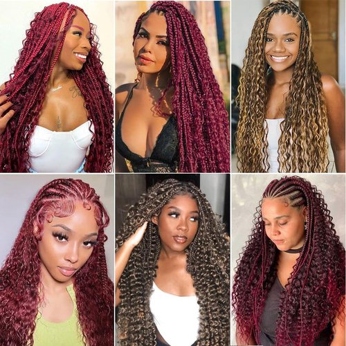 Burgundy Human Braiding Hair 26 Inch Deep Wave Bulk Human Hair for Braiding No Weft 2 Bundles 100g Curly Braiding Hair Brazilian Curly Human Hair Extensions for Boho Braids 99J Red Braiding Hair