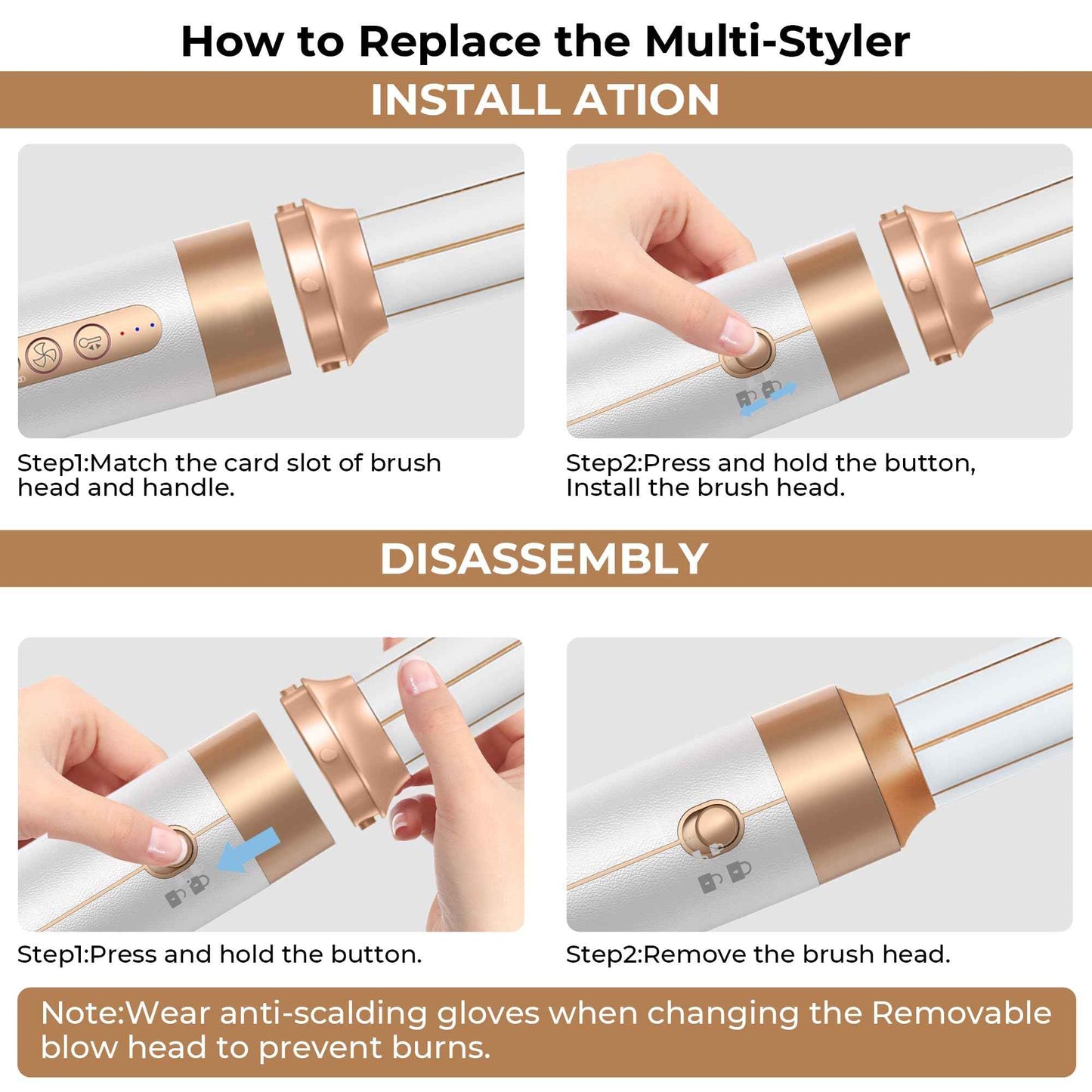 Hair Dryer Brush 7 in ONE, Detachable Fast Drying, Volumizing, Curling, Straightening, Ionic Hair Dryer with Diffuser, Powerful Blow Dryer Brush with Auto- Wrap Curler, Hair Styling Tools Storage Case