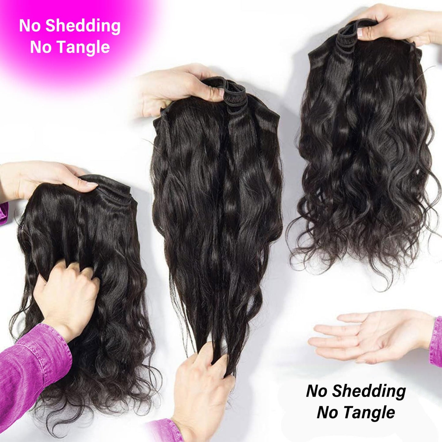 12A Human Hair Bundles 20 22 24 Inch Body Wave 3 Bundles Human Hair 100% Unprocessed Brazilian Virgin Hair Bundles Quick Weave Hair Extension Natural Black