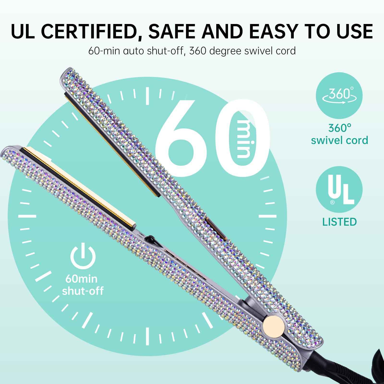 Pro Flat Iron, 2-in-1 Hair Straightener & Curler, Professional Titanium Hair Straightening Curling Wand, Fast Heating, Salon-Grade Effect, 122-500F Adjustable Temp, LED Display, UL Certified