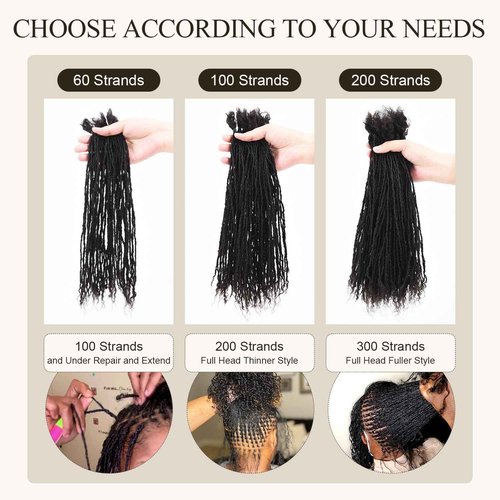 DAIXI Handmade Interlocking Sisterlocks Curly Tips 100% Real Human Hair Permanent Micro Locs Extensions Natural Looking Soft Dreadlocks Can Be Bleached and Dyed.(1B - 0.2cm, 10 Inch 60 Strands)