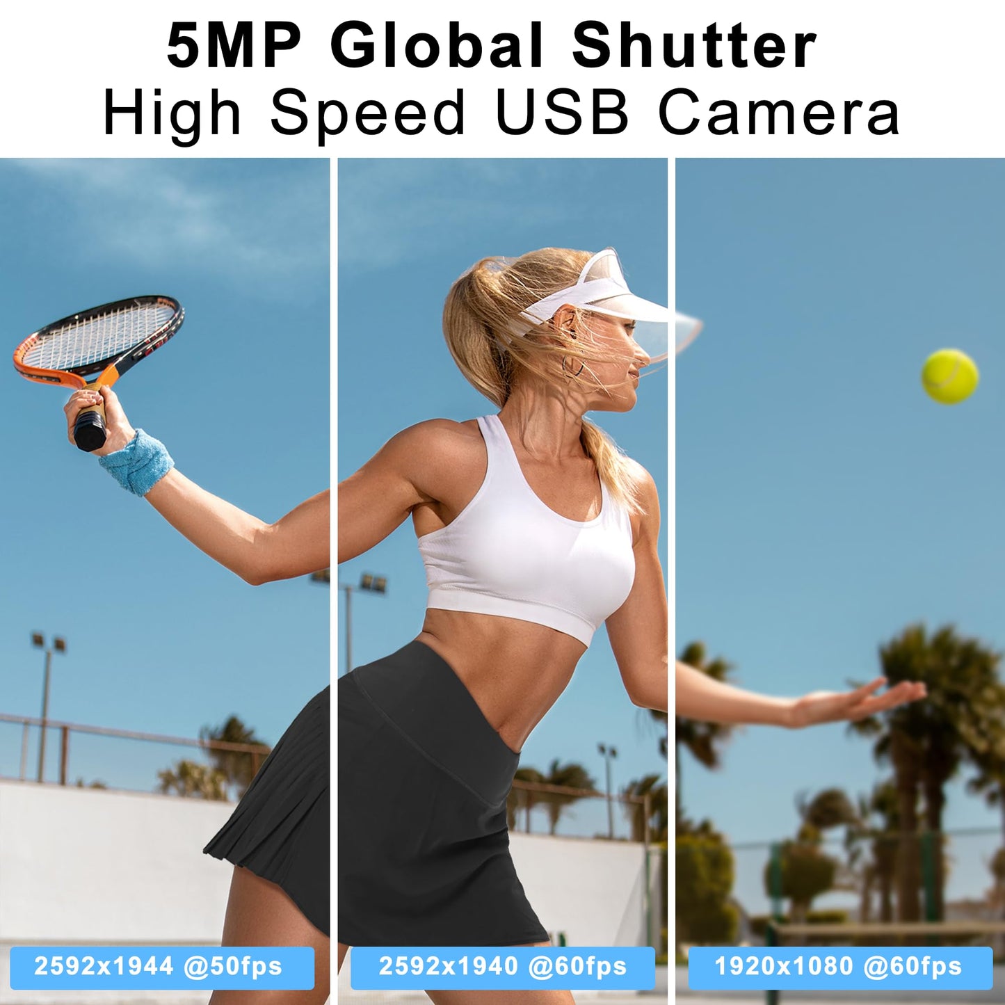 ALPCAM 5MP Global Shutter USB Camera Module High Speed 60fps 1080P PC Webcam with No Distortion Lens Lightburn Camera UVC for Computer Laptop Android and Raspberry Pi