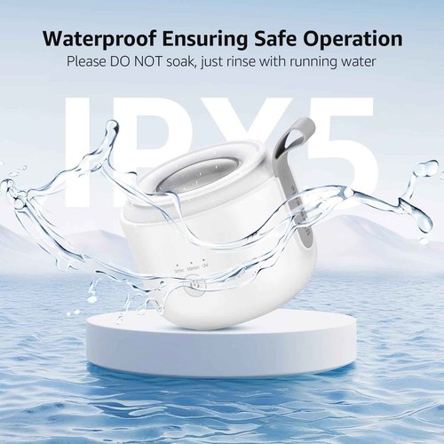 Guyyr Ultrasonic Retainer Cleaner Machine: 48kHz Rechargeable Cordless Denture Cleaner - Waterproof Ultrasonic Jewelry Cleaner - 200ML Dental Cleaning Pod for Mouth Guard, Aligner, White