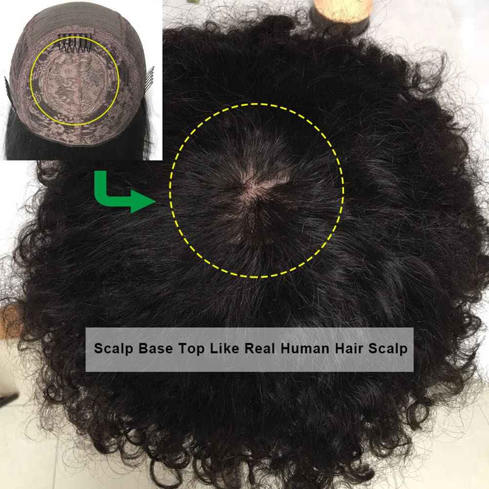 200% Density Ombre Human Hair Wigs Afro Kinky Curly Two Tone Wig With Bangs Brazilian Virgin Human Hair Machine Scalp Top Ombre Bang Wig Glueless For Black Women 14 Inch
